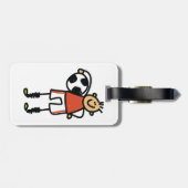 Stick Figure Soccer Boy Football Player Bagagelabel (Achterkant horizontaal)