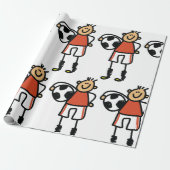 Stick Figure Soccer Boy Football Player Cadeaupapier (Uitgerold)