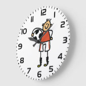 Stick Figure Soccer Boy Football Player Grote Klok (Hoek)