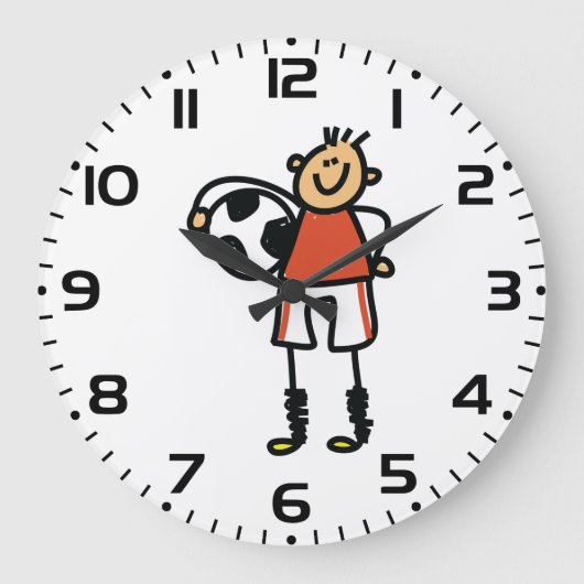 Stick Figure Soccer Boy Football Player Grote Klok (Voorkant)