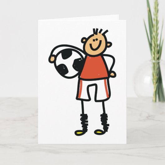 Stick Figure Soccer Boy Football Player Kaart (Voorkant)
