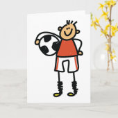 Stick Figure Soccer Boy Football Player Kaart (Gele Bloem)