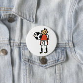 Stick Figure Soccer Boy Football Player Ronde Button 7,6 Cm (In situ)