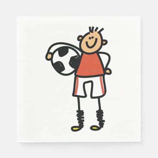 Stick Figure Soccer Boy Football Player Servet (Voorkant)