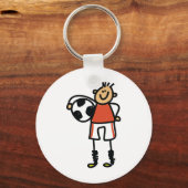 Stick Figure Soccer Boy Football Player Sleutelhanger (Achterkant)