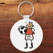 Stick Figure Soccer Boy Football Player Sleutelhanger (Voorkant)