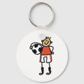 Stick Figure Soccer Boy Football Player Sleutelhanger (Achterkant)