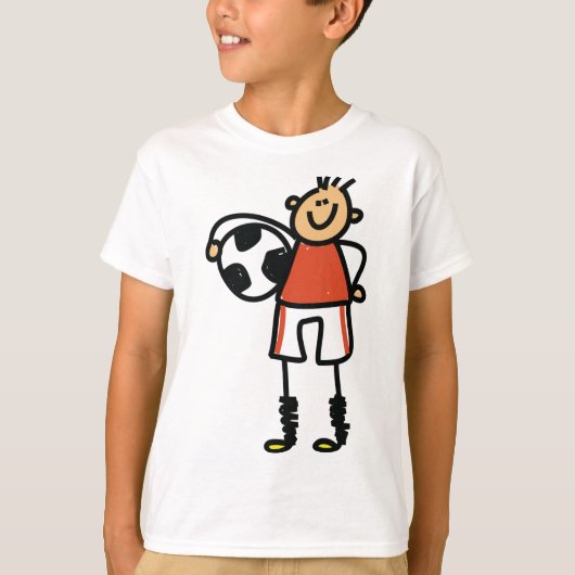 Stick Figure Soccer Boy Football Player T-shirt (Voorkant)