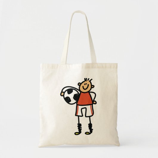 Stick Figure Soccer Boy Football Player Tote Bag (Voorkant)