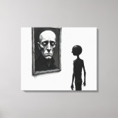 Stick Figure Staring at a Bald Man Portrait Canvas Afdruk (Voorkant)