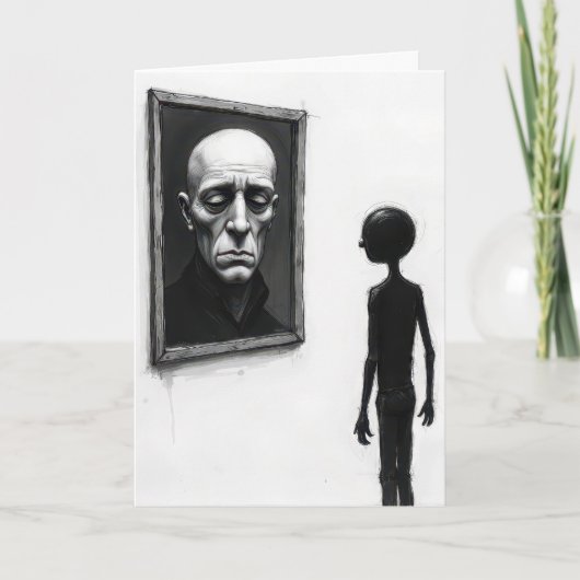 Stick Figure Staring at a Bald Man Portrait Kaart (Voorkant)