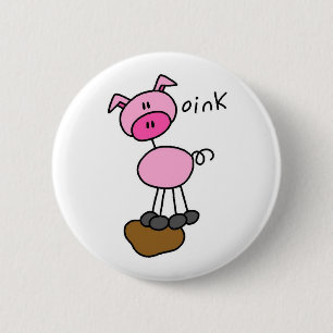Stick Figure Varken T-shirts en Cadeaus Ronde Button 5,7 Cm
