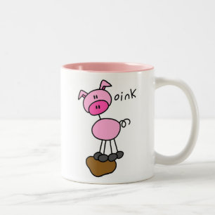 Stick Figure Varken T-shirts en Cadeaus Tweekleurige Koffiemok