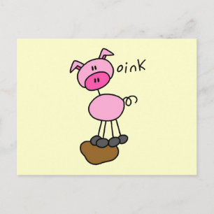 Stick Figure Varkens T-shirts en Cadeaus Briefkaart