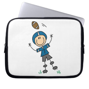 Stick Figure Voetbal Blauw Laptop Sleeve