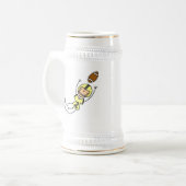 Stick Figure Voetbal Geel Bierpul (Voorkant links)