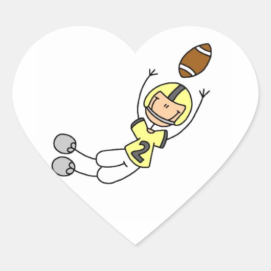 Stick Figure Voetbal Geel Hart Sticker (Voorkant)