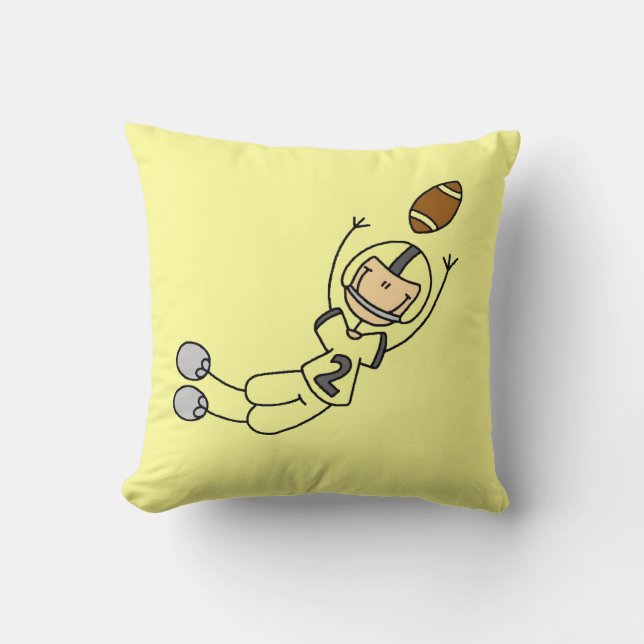 Stick Figure Voetbal Geel Kussen (Voorkant)