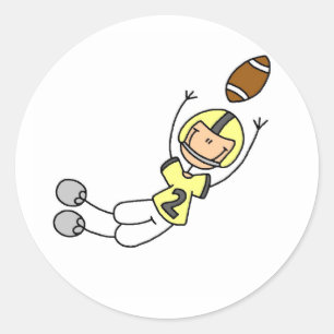 Stick Figure Voetbal Geel Ronde Sticker