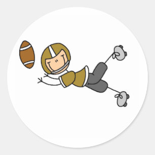 Stick Figure Voetbal Goud Ronde Sticker