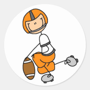 Stick Figure Voetbal Oranje Ronde Sticker