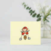Stick Figure Voetbal Rood Briefkaart (Staand voorkant)