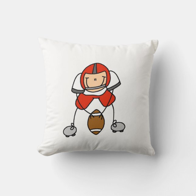 Stick Figure Voetbal Rood Kussen (Voorkant)
