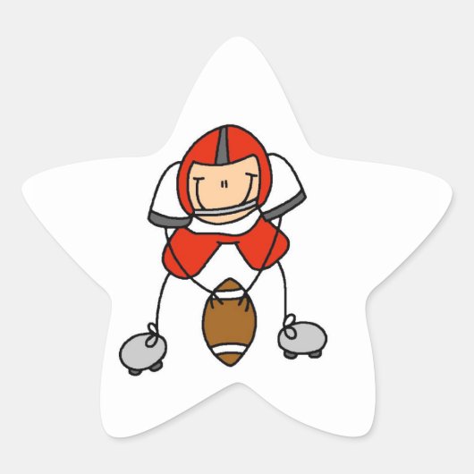 Stick Figure Voetbal Rood Ster Sticker (Voorkant)