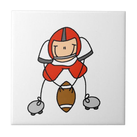 Stick Figure Voetbal Rood Tegeltje (Voorkant)