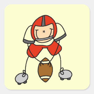 Stick Figure Voetbal Rood Vierkante Sticker