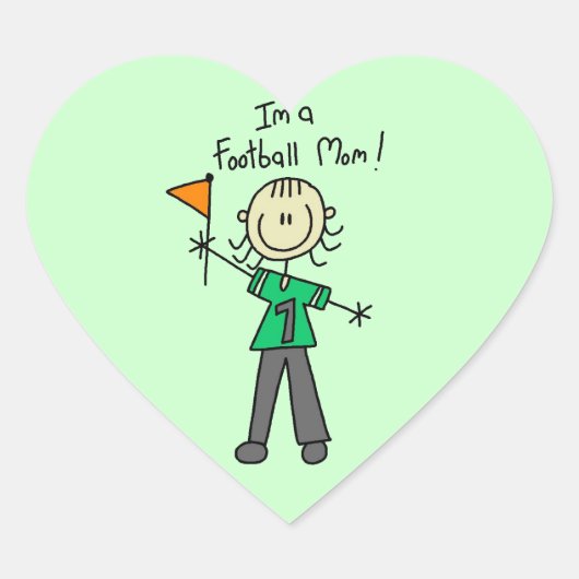 Stick Figure Voetbalmoeder Hart Sticker (Voorkant)