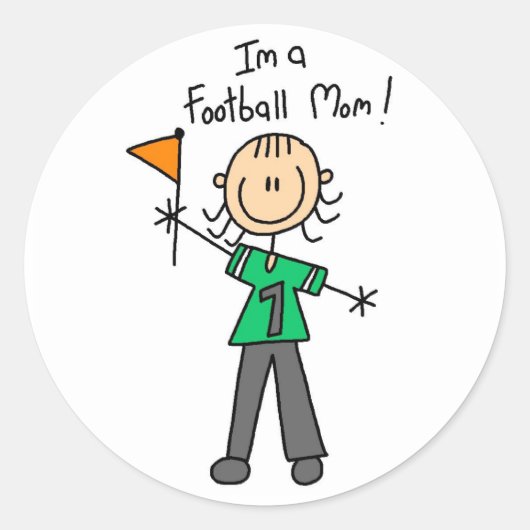 Stick Figure Voetbalmoeder Ronde Sticker (Voorkant)