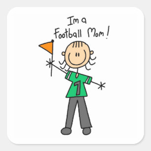 Stick Figure Voetbalmoeder Vierkante Sticker