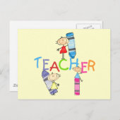 Stick Figures Crayons Teacher Tshirts en Gifts Briefkaart (Voorkant / Achterkant)