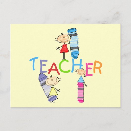 Stick Figures Crayons Teacher Tshirts en Gifts Briefkaart (Voorkant)