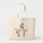 Stick Figures Crayons Teacher Tshirts en Gifts Grote Tote Bag (Voorkant)