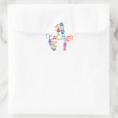 Stick Figures Crayons Teacher Tshirts en Gifts Ronde Sticker (Tas)