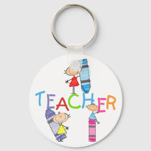 Stick Figures Crayons Teacher Tshirts en Gifts Sleutelhanger