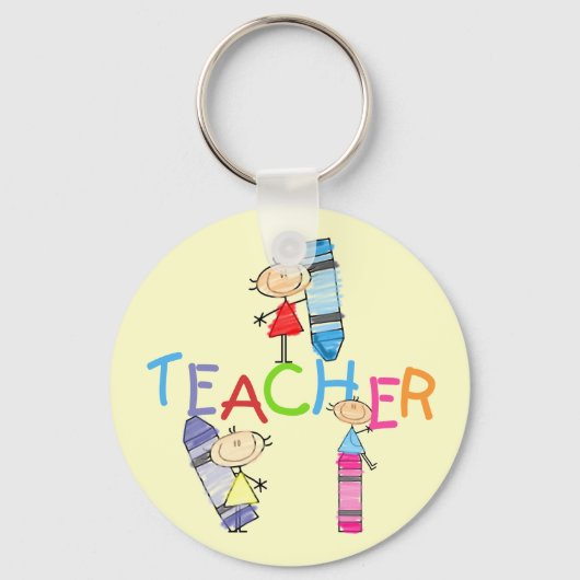 Stick Figures Crayons Teacher Tshirts en Gifts Sleutelhanger (Voorkant)