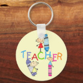 Stick Figures Crayons Teacher Tshirts en Gifts Sleutelhanger (Voorkant)