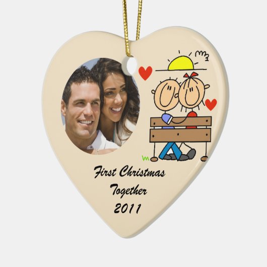 Stick Figures Eerste Kerstmis Samen Ornament (Links)