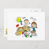 Stick Figures Family Beach Fun Briefkaart (Voorkant / Achterkant)