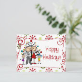 Stick Figures Family Prettige feestdagen Briefkaar (Staand voorkant)