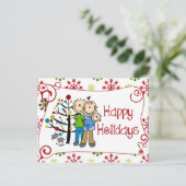 Stick Figures Family Prettige feestdagen Briefkaar (Staand voorkant)