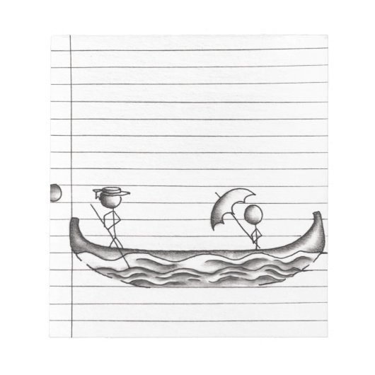 Stick Figures on a Gondola Boat Notitieblok (Voorkant)
