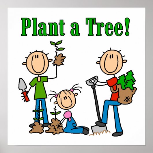 Stick Figures Plant a Tree Tshirts and Gifts Poster (Voorkant)