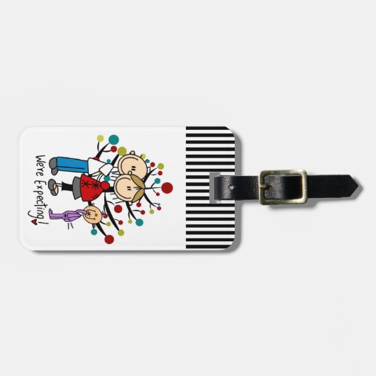 Stick Figures Protant Parents Girl Bagagelabel (Voorkant horizontaal)