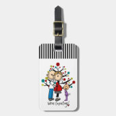 Stick Figures Protant Parents Girl Bagagelabel (Voorkant verticaal)