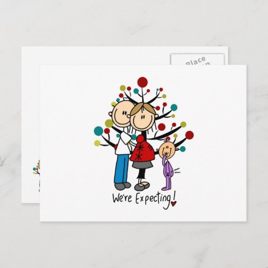 Stick Figures Protant Parents Girl Briefkaart (Voorkant / Achterkant)