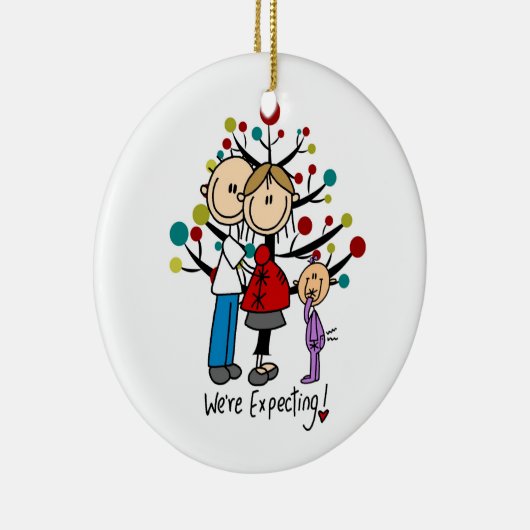 Stick Figures Protant Parents Girl Keramisch Ornament (Rechts)